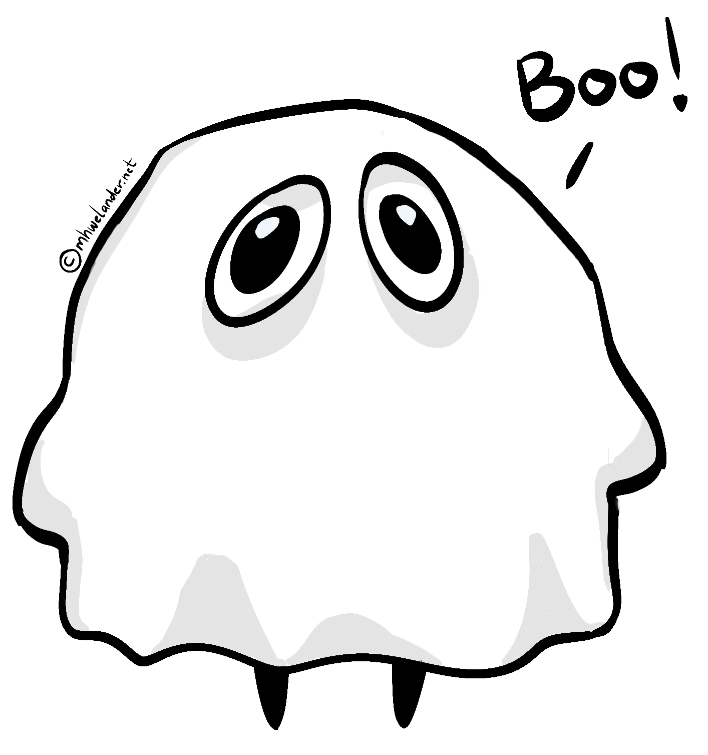 An illustration of a character wearing a white sheet with holes cut out. From the shape of the sheet, you can tell that it's a cookie character in disguise.