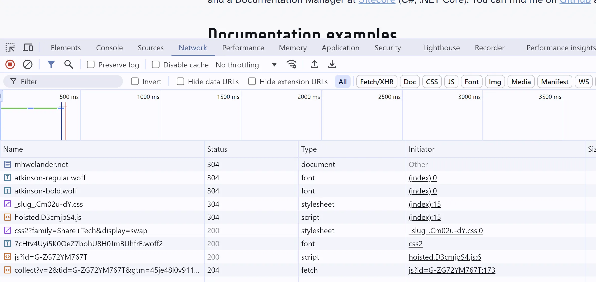 A screenshot of Google Chrome Dev Tools, showing the Network tab.